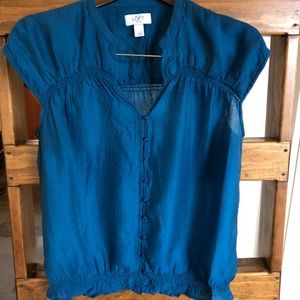 Peacock blue blouse. LOFT: Petite Large